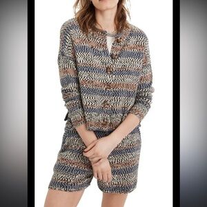 Madewell Broadway Striped Cardigan Sweater – Heather Acorn – Size XS